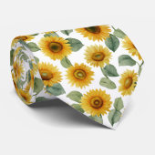 Watercolor Sunflower Floral Pattern Stropdas (Opgerold)