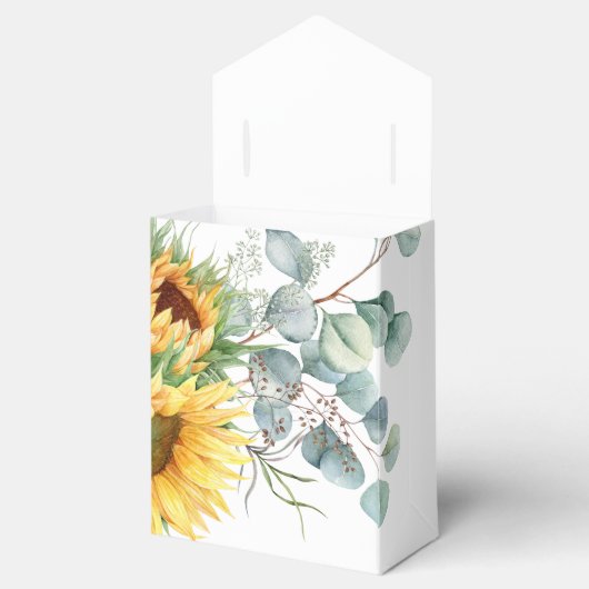 Watercolor Sunflower Floral Personalized Wedding Bedankdoosjes (Geopend)