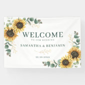 Watercolor Sunflower Greenery Wedding Spandoek (Horizontaal)