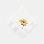 Watercolor Sunflower Personalized Coined Wedding Servet (Hoek)