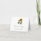 Watercolor Sunflower Rustic Country Wedding Bedankkaart (Voorkant)