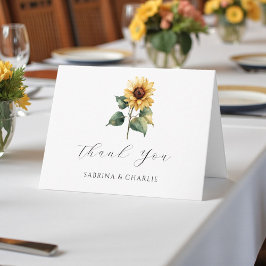 Watercolor Sunflower Rustic Country Wedding Bedankkaart