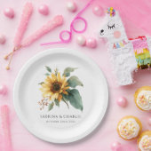 Watercolor Sunflower Rustic Country Wedding  Papieren Bordje (Feest)