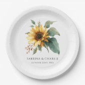 Watercolor Sunflower Rustic Country Wedding  Papieren Bordje (Voorkant)