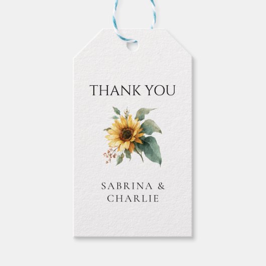 Watercolor Sunflower Rustic Floral Cadeaulabel (Voorkant)