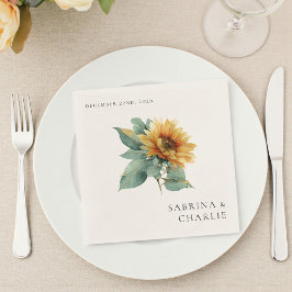 Watercolor Sunflower Rustic Floral Wedding Servet