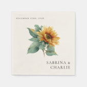 Watercolor Sunflower Rustic Floral Wedding Servet (Voorkant)