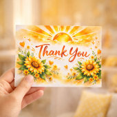 Watercolor Sunflower Rustic Style Bedankkaart