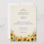 Watercolor Sunflower Wedding Invitation Kaart (Voorkant)