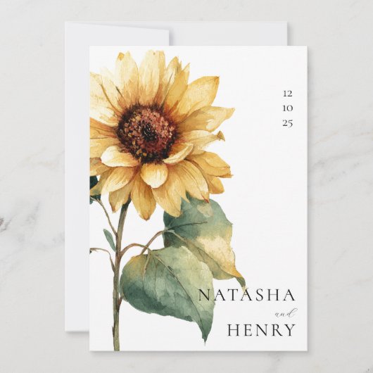 Watercolor Sunflower Wedding Rustic Boho Yellow  Kaart (Voorkant)