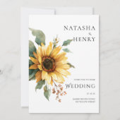 Watercolor Sunflower Wedding Rustic Boho Yellow Kaart (Achterkant)