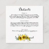 Watercolor sunflower white rose wedding  informatiekaartje (Voorkant)
