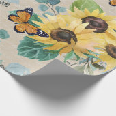 Watercolor Sunflowers and Butterflies Decoupage Cadeaupapier (Hoek)