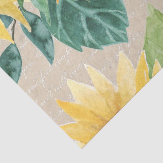 Watercolor Sunflowers and Butterflies Decoupage Tissuepapier (Detail)