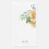 Watercolor  Sunflowers Monogram Servet (Voorkant)