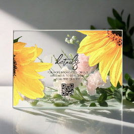Watercolor Sunflowers Wedding Enclosure Card Acryl Uitnodigingen