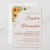Watercolor Sunflowers Wedding Invitation Kaart (Voorkant)