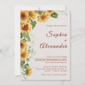 Watercolor Sunflowers Wedding Invitation Kaart (Voorkant)