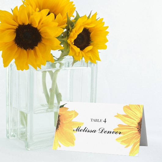 Watercolor Sunflowers Wedding Plaatskaartje