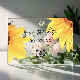 Watercolor Sunflowers Wedding Save the date card Acryl Uitnodigingen