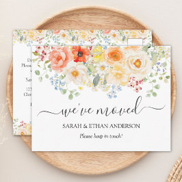 Watercolor Sunny Floral Moving Announcement Briefkaart