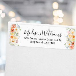 Watercolor Sunny Flowers Floral Return Address Etiket