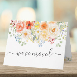 Watercolor Sunny Flowers Moving Announcement Card Kaart