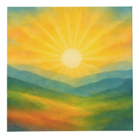Watercolor Sunrise Landscape Painting Kubus (Voorkant)