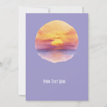 Watercolor Sunset Ocean Horizon Aesthetic Round St
