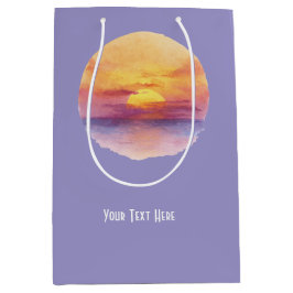 Watercolor Sunset Ocean Horizon Aesthetic Round St Medium Cadeauzakje