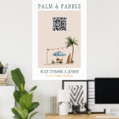 Watercolor Surf Les QR-Bord Poster (Thuiskantoor)