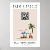 Watercolor Surf Lesson QR Sign Poster (Voorkant)