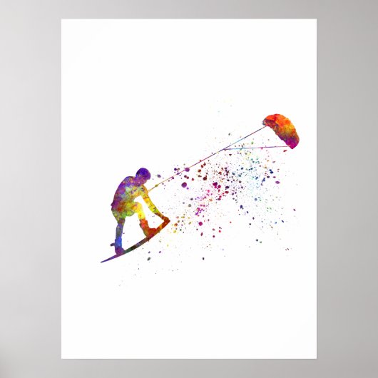 watercolor surfer poster (Voorkant)