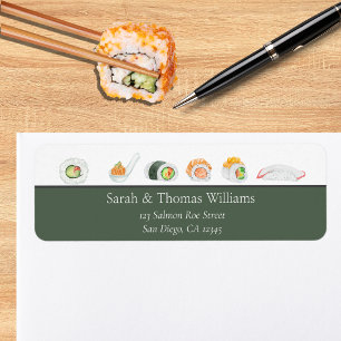 Watercolor Sushi en Sashimi  Etiket
