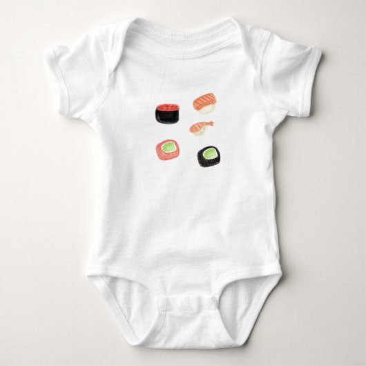 Watercolor Sushi Komkommer Rolls Baby Body Pak Romper (Voorkant)