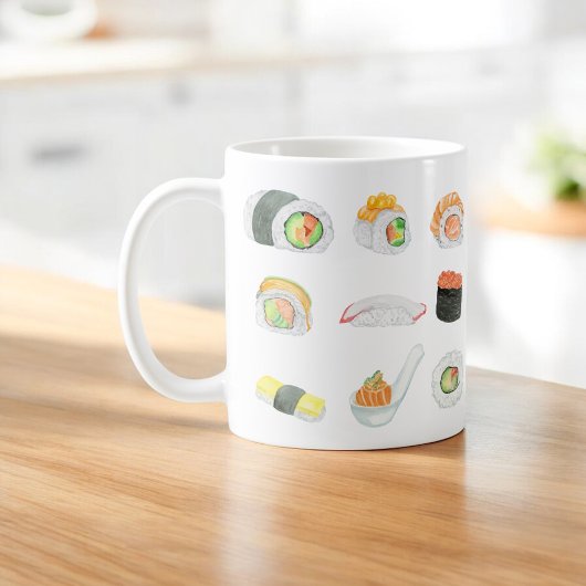 Watercolor Sushi Rolls Koffiemok