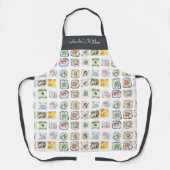 Watercolor Sushi Rolls Patroon Wit Grijs Schort (Voorkant)