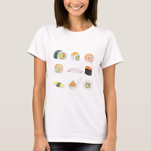 Watercolor Sushi Rolls T-shirt (Voorkant)