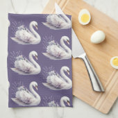 Watercolor Swan with Lavender Florals Theedoek (Quarter Fold)