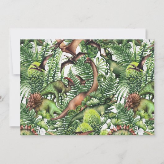 Watercolor T-Rex Dinosaur Verjaardagsfeestje Foto Bedankkaart (Achterkant)