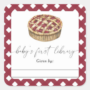 Watercolor taart - Baby Shower-boekplaat Vierkante Sticker
