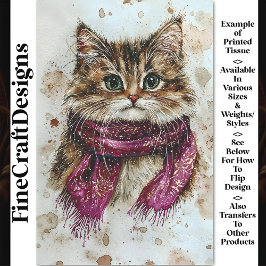 Watercolor Tabby Kat, Sjaal, Besneeuwde BZ4 Découp Tissuepapier