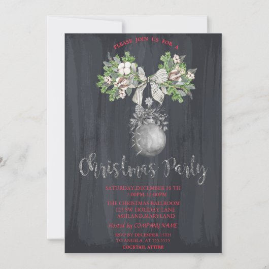 Watercolor Tak, Kerstbalfeest Kaart (Voorkant)
