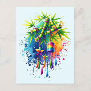 Watercolor Tanabata-boom Briefkaart