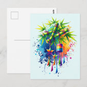Watercolor Tanabata-boom Briefkaart (Voorkant / Achterkant)