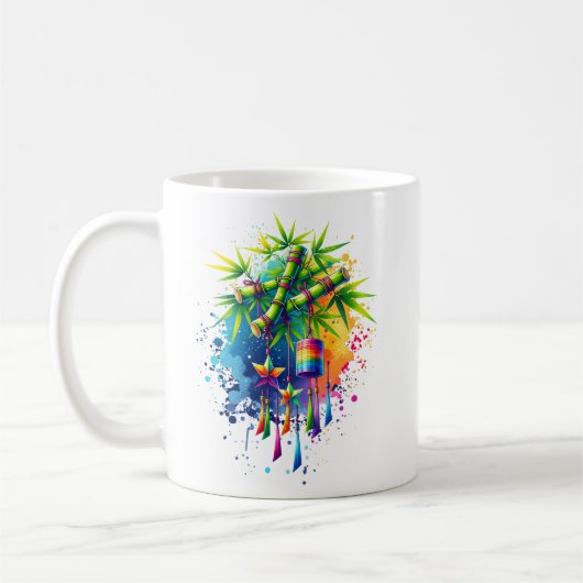 Watercolor Tanabata-boom Koffiemok (Links)