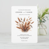 Watercolor Tarwe Elegante Rustieke Herfst Bruiloft Kaart (Staand voorkant)