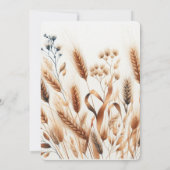 Watercolor Tarwe Elegante Rustieke Herfst Bruiloft Kaart (Achterkant)