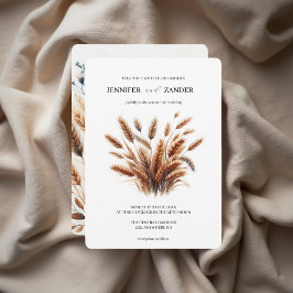 Watercolor Tarwe Elegante Rustieke Herfst Bruiloft Kaart