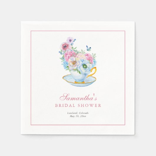 Watercolor Tea Party Bridal shower Servet (Voorkant)